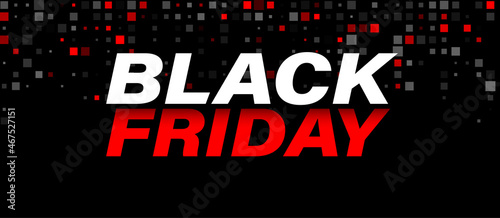 Black friday sign with squares tile confetti.