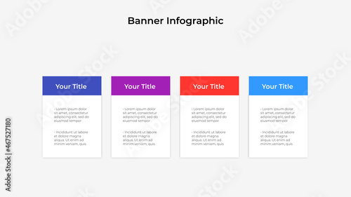 Banners infographic slide. Concept of business project visualization with 4 options. Infochart design template