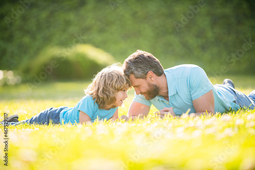 lovely dad with kid on summer day. parenting and fatherhood. fathers day.