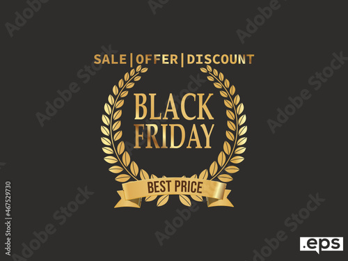 Black letters in gold Batch. Black friday sale logo collection Free Vector