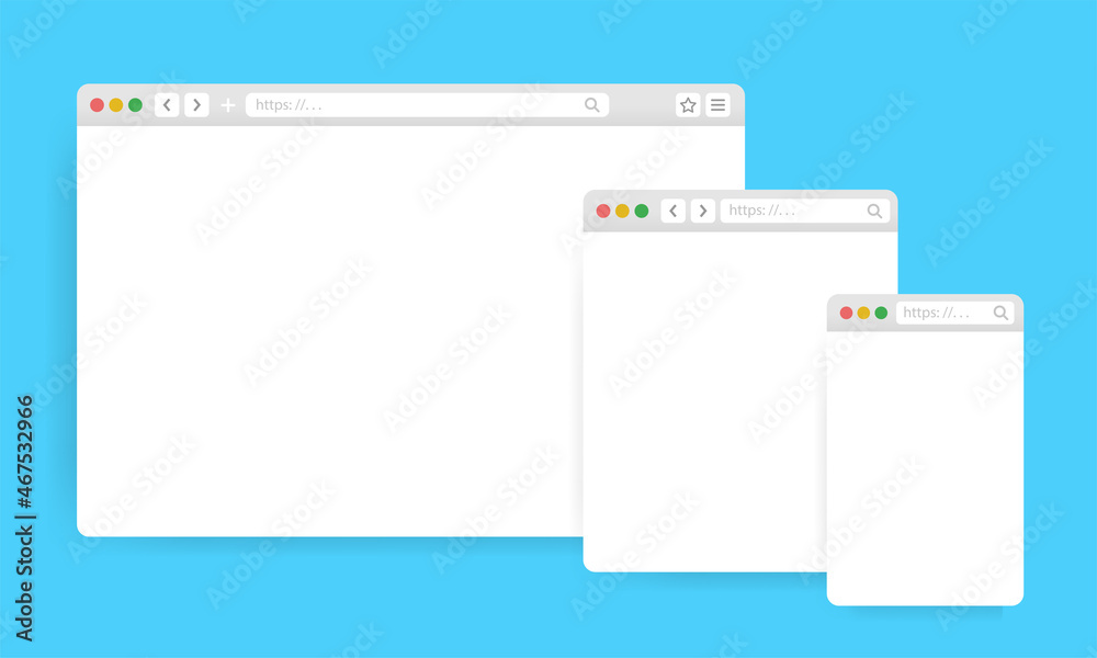 Browser window mockups different devices web window mobile, laptop and tablet screen in internet. Web browser template. Vector illustration. Browser window mockups different devices web window mobile, laptop and tablet screen in internet. Web browser template. Vector illustration.