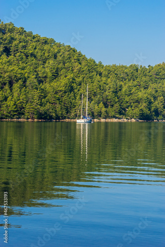 Fototapeta Naklejka Na Ścianę i Meble -  Scenic view of boats in Kizkumu Marmaris Turkey