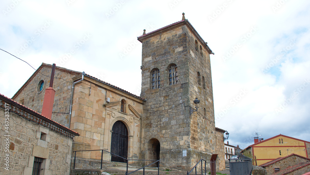 Church of San Adrian Martir in the village of Regumiel de la Sierra, Burgos province, Spain. Built in the 16th century on a Mozarabic necropolis.