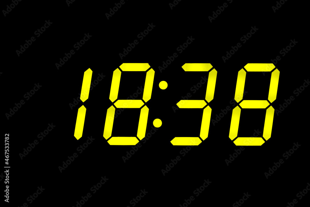 eighties fluo yellow alarm clock digits overlay