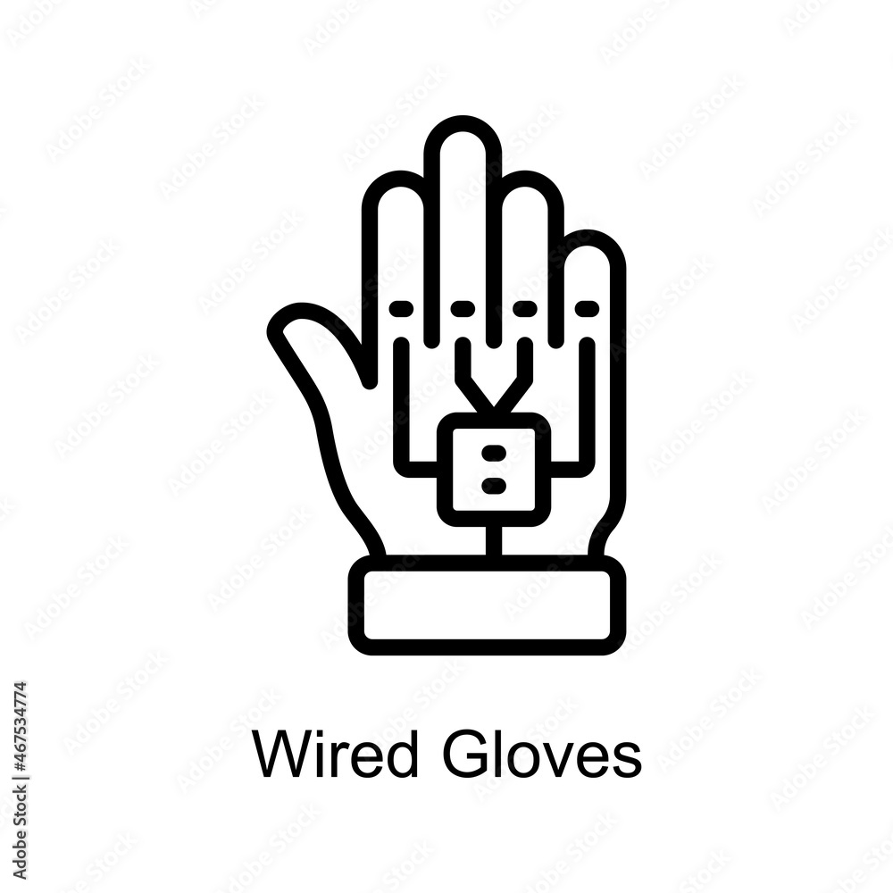 Wired Gloves Trendy icon isolated on white and blank background for your design Wired Gloves Trendy icon isolated on white and blank background for your design