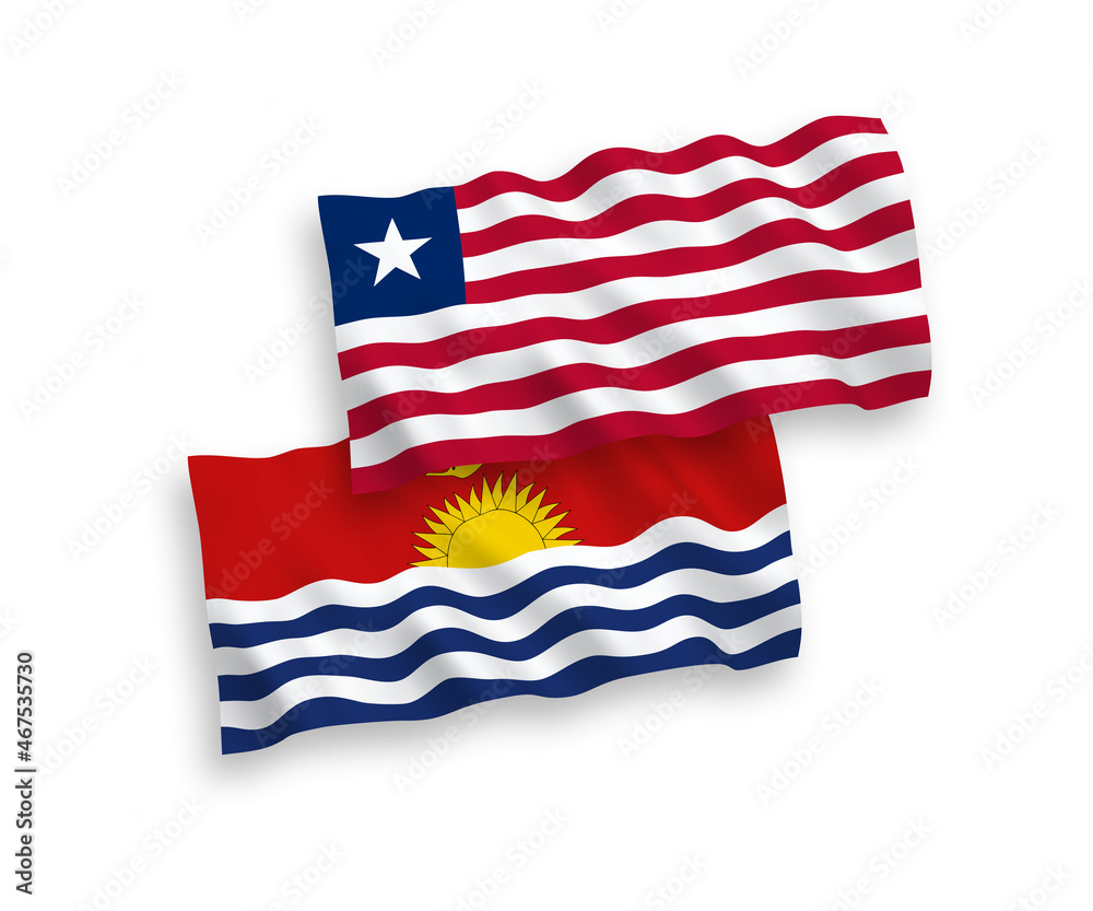 Fototapeta premium Flags of Republic of Kiribati and Liberia on a white background