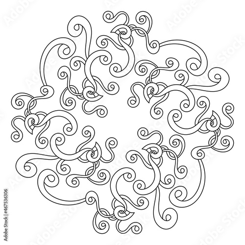 Coloring book for children and adults.Hand-drawn decorative element. Vector illustration. Black and white