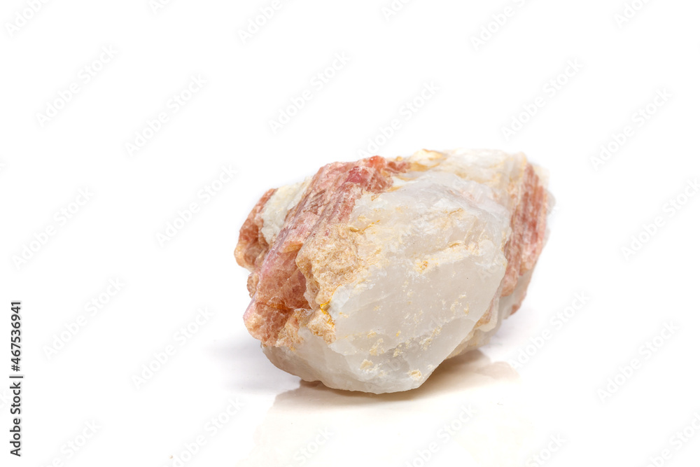 Macro mineral stone Tourmaline in the breed a white background Macro mineral stone Tourmaline in the breed a white background