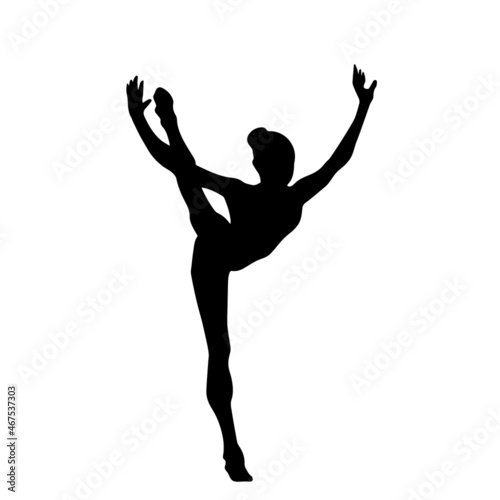Silhouette of gymnastic girl. Art gymnastics dancing woman