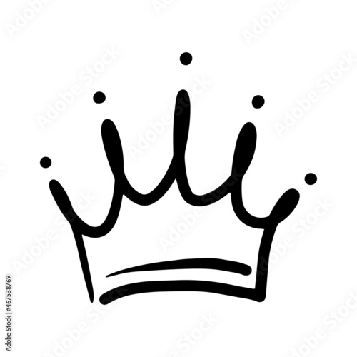 Hand drawn crown isolated on white background. Simple corona illustration.