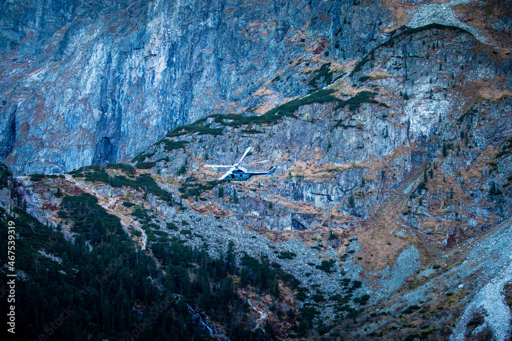 Rescue helicopter in Tatra mountains, Poland