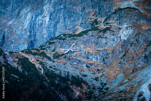 Rescue helicopter in Tatra mountains, Poland