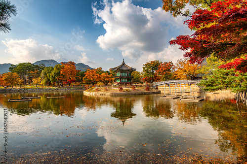 autumn in the park at Gyeongbokgung palace Seoul South Korea.