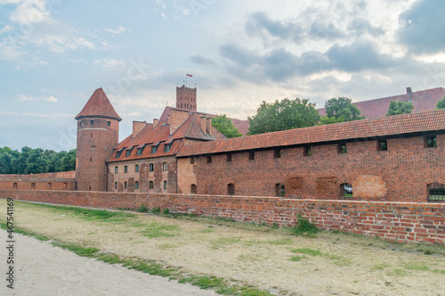 Castle fortifications of the Teutonic Order in Malbork. Malbork Castle is the largest castle in the world measured by land area.