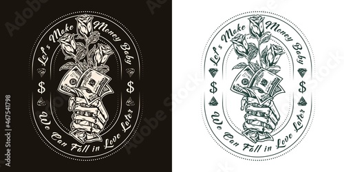 Money vintage monochrome label