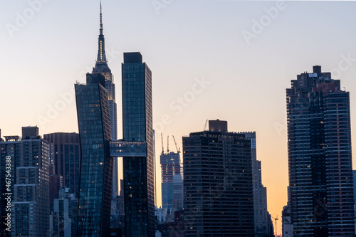 Manhattan cityscape skyline close up during sunset. © Stock fresh 