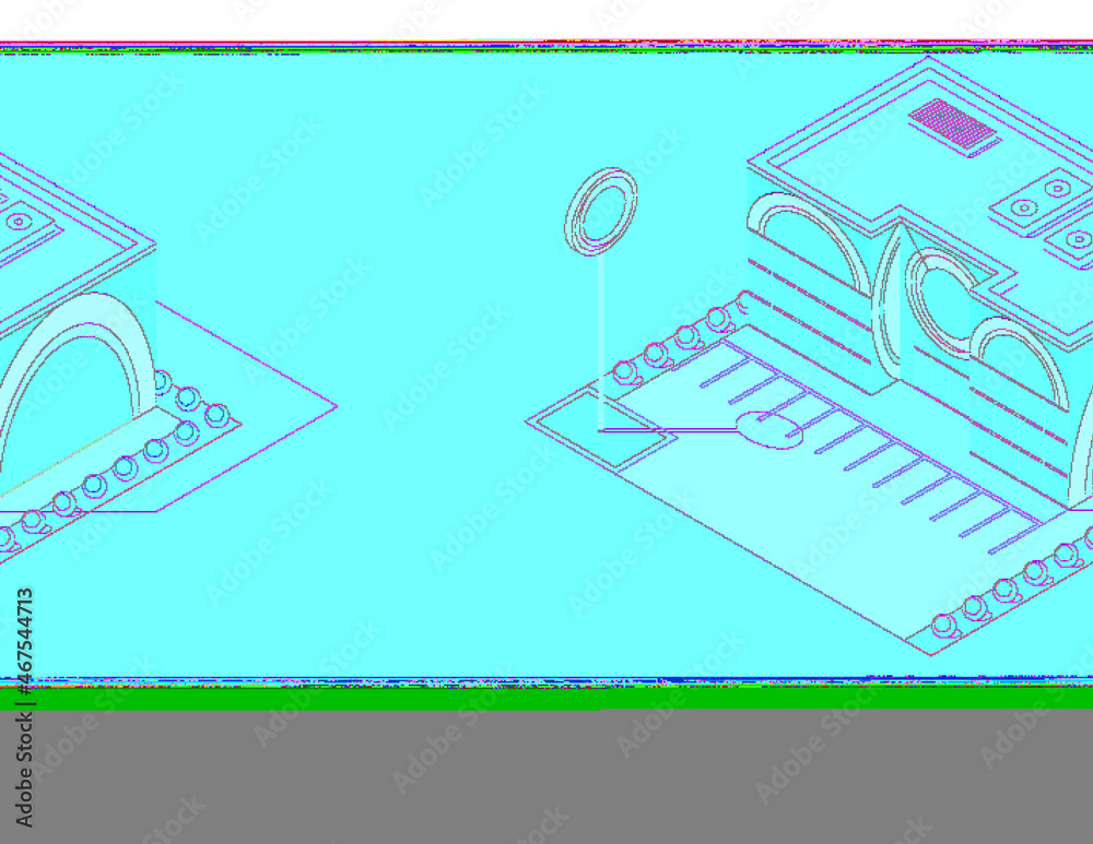 Obraz premium Isometric supermarket or grocery store building. isometric icon or infographic element representing mall building with parking lot. 3D shop market for city infrastructure