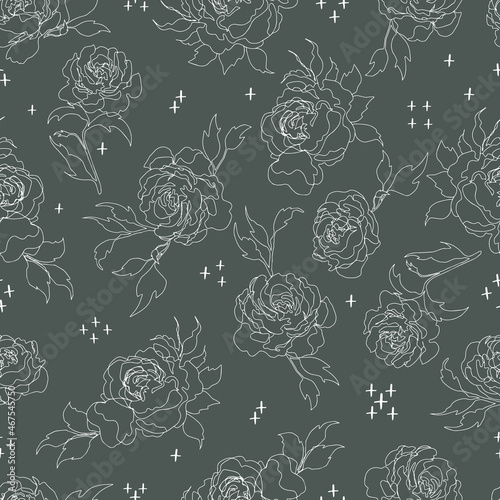Wallpaper Mural vector seamless pattern flowers with leaves. Botanical illustration for wallpaper, textile, fabric, clothing, paper, postcards Torontodigital.ca