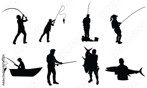 Fisherman Silhouettes SVG Fishing SVG Fisher Silhouette