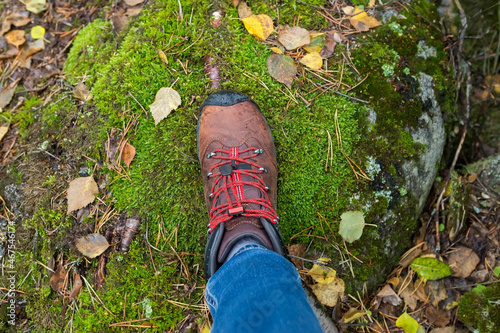 Woman's foot in trekking boots