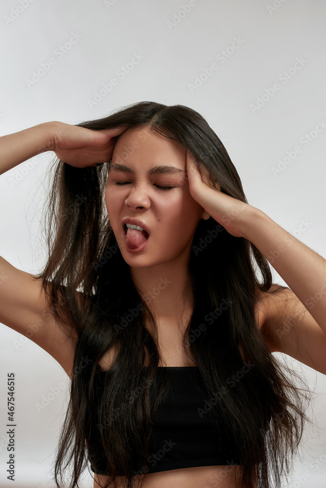Dissatisfied Asian woman feel distressed unhappy Dissatisfied Asian woman feel distressed unhappy