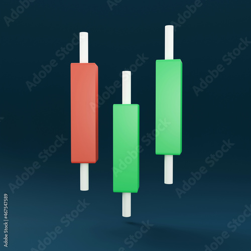 3D Bullish Candlestick graph chart of stock  Minimal concept trading cryptocurrency  Market investment trading  exchange  rendering  candle  stick  trade  simple  isometric  financial  index  forex.