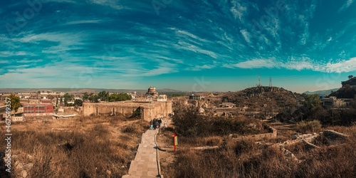 Choa SaidanShah, Chakwal, Pakistan - December, 29, 2019: Shri Katas Raj is a complex of several Hindu temples and a pond named Katas which is sacred to Hindus. The site is almost 5000 years old!