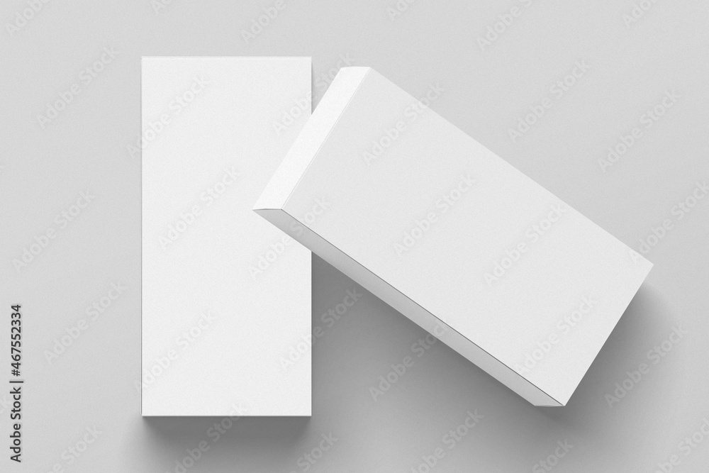 Cosmetic package box mockup. White blank empty box isolated. 3D rendering object.