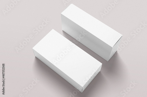 Cosmetic package box mockup. White blank empty box isolated. 3D rendering object.