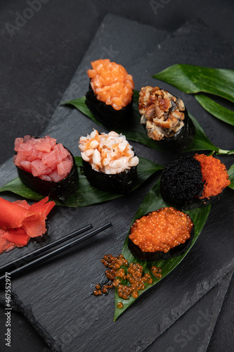 sushi rolls, for cafe, black, sushi set, set, for cafe