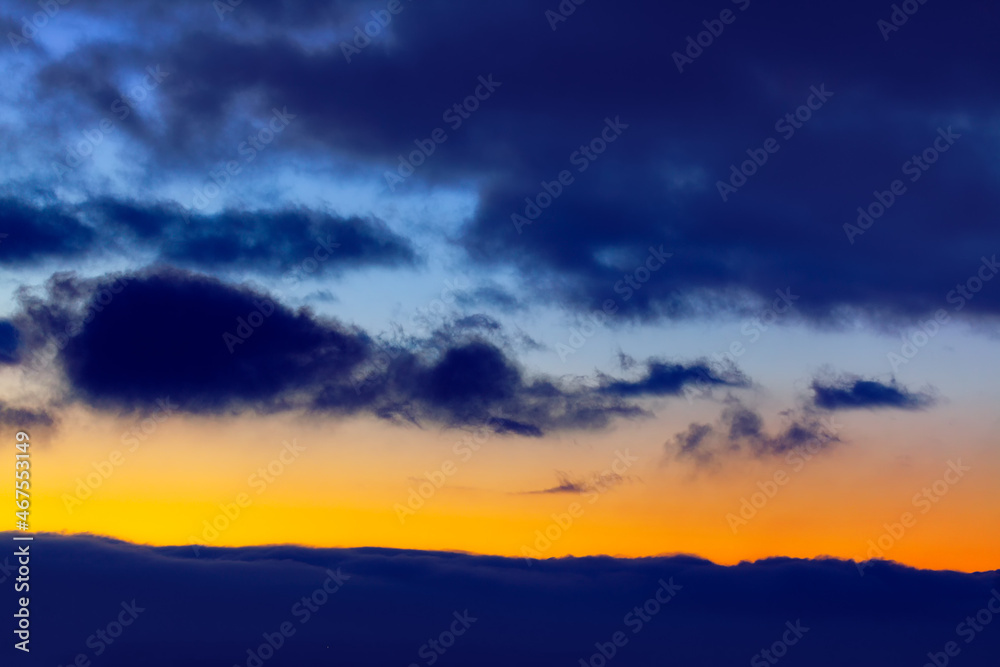 Obraz premium Blue clouds at red sky . Heaven scenery with twilight