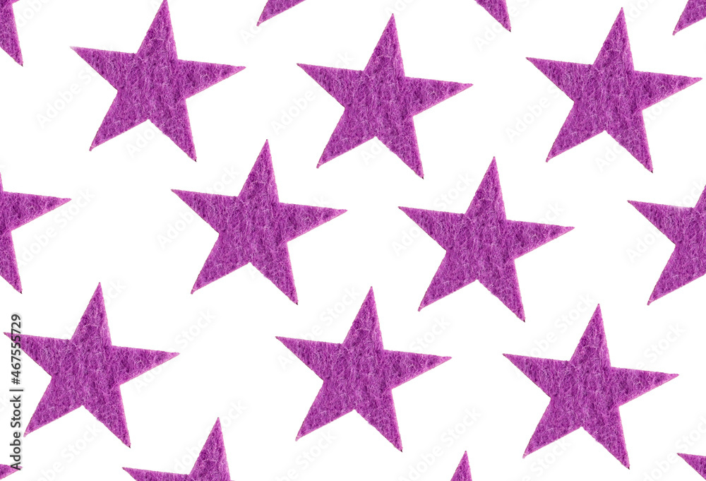 Purple colored stars made of felt fabric isolated on white background,flat design Purple colored stars made of felt fabric isolated on white background,flat design