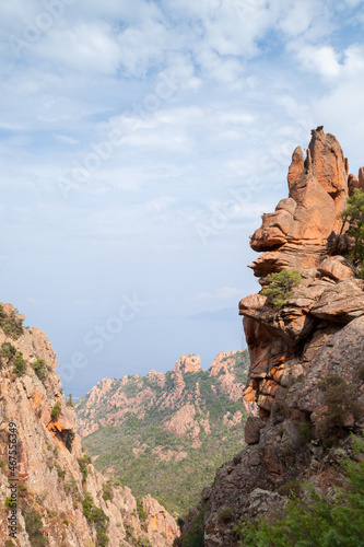 Landscape of the Calanques de Piana, rocky mountains of Corsica