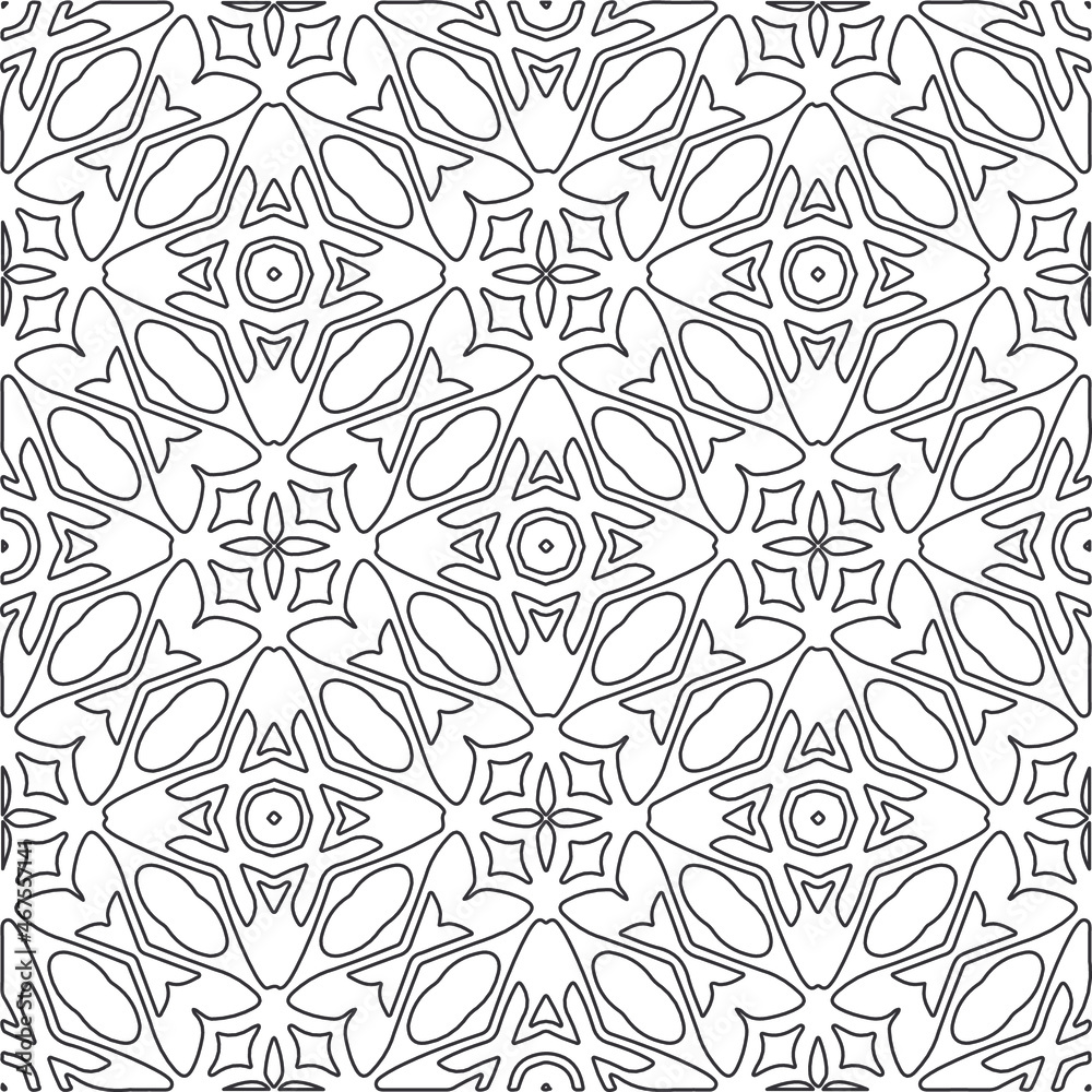 Fototapeta premium floral pattern background.Repeating geometric pattern from striped elements. Black and white pattern.