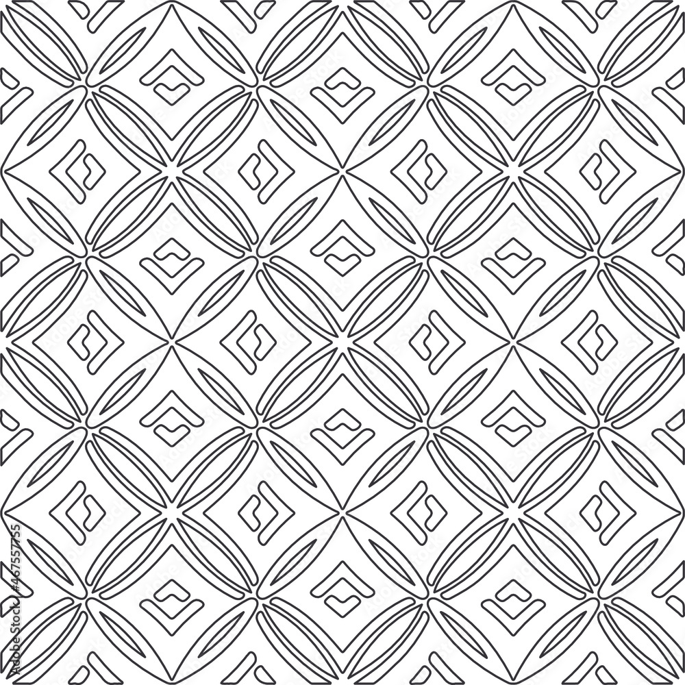 floral pattern background.Repeating geometric pattern from striped elements.   Black and white pattern.