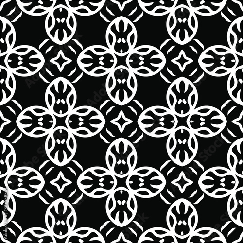 Vector seamless pattern. Modern stylish texture. Composition from regularly repeating geometrical element. Monochrome  simple. Vector illustrations. Black and white pattern.
