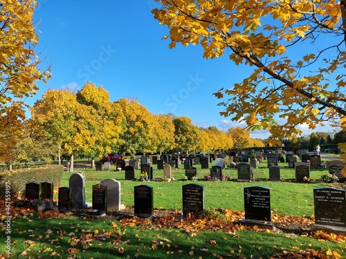 Stonefall old cemetery in autumn, Starbeck, Harrogate, UK