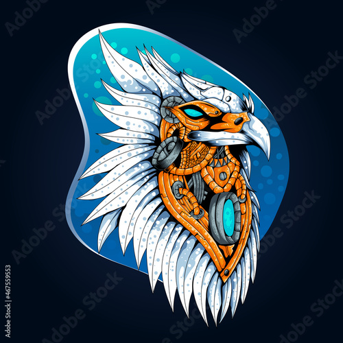 eagle head mecha robotic vector illustration
