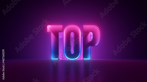 3d render, top neon word glowing with pink blue light, best quality metaphor