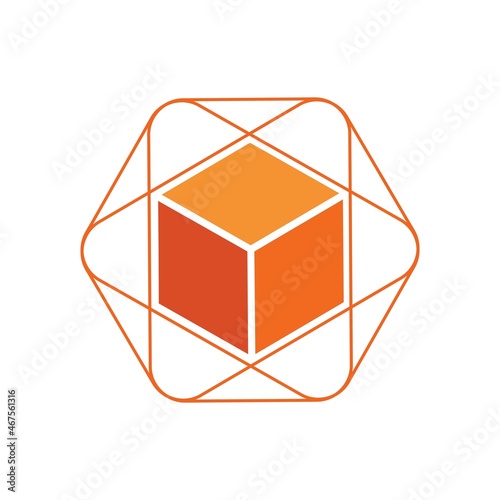 3D cube box perspective abstract vector logo design template