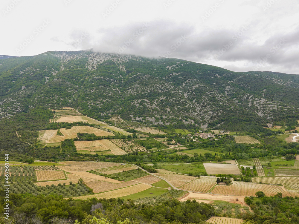 Vines and fields in the Mont Ventoux region in Provence.