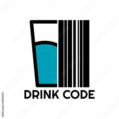 Water logo concept with barcode