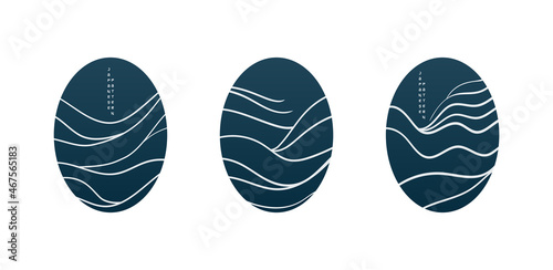 Abstract Japanese art background account story highlight cover icon sunset sea with line wave pattern vector.Circle logo social media stories.Design template geometric print textile in oriental style