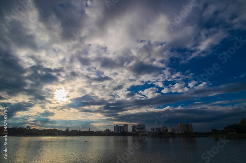 sunset over the river
