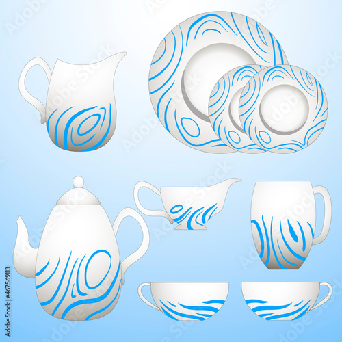ceramic kitchenware plate teakettle cup photo