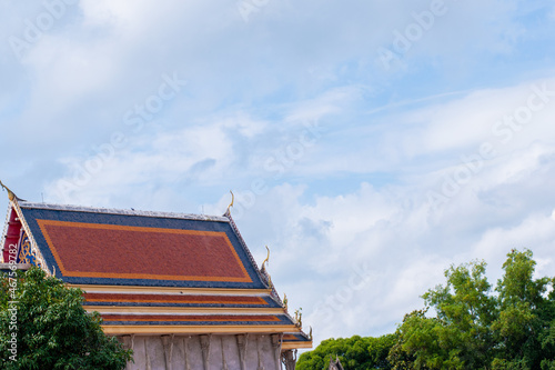 The roof of the Ubosot, Huai Sap Temple, Phra That Wayo Temple, Luang Pho Debt Relief, Chachoengsao Province, Thailand
