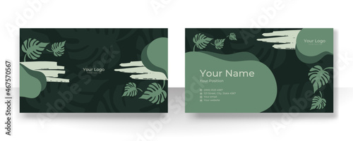 Business card design with nude tan champagne soft pastel brown organic elegant pattern. Modern concept with liquid, blob, brush, floral, leaves, line, beauty decoration art. Vector illustration