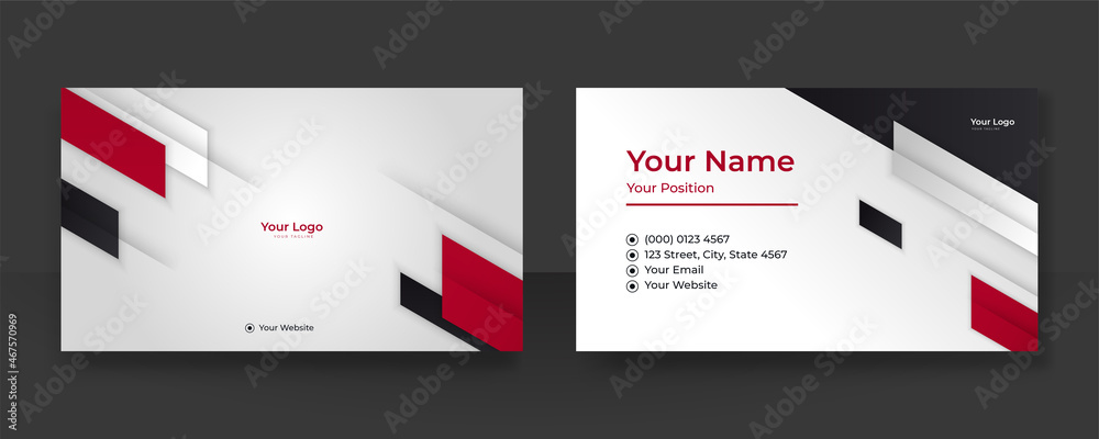 Business black red card design with elegant pattern. Modern