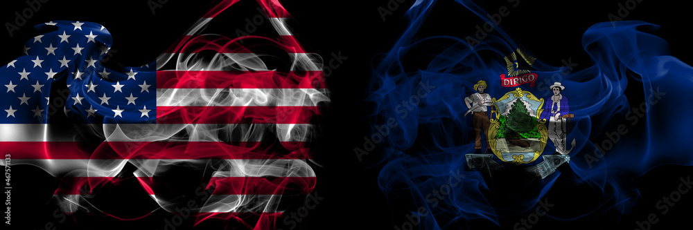 custom made wallpaper toronto digitalUnited States of America vs United States of America, America, US, USA, American, Maine smoke flags placed side by side
