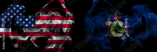 Wallpaper Mural United States of America vs United States of America, America, US, USA, American, Maine smoke flags placed side by side Torontodigital.ca